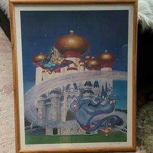 Disney 1992 Aladdin & Jasmine On Vacation Lithograph Signed John Hamagami.